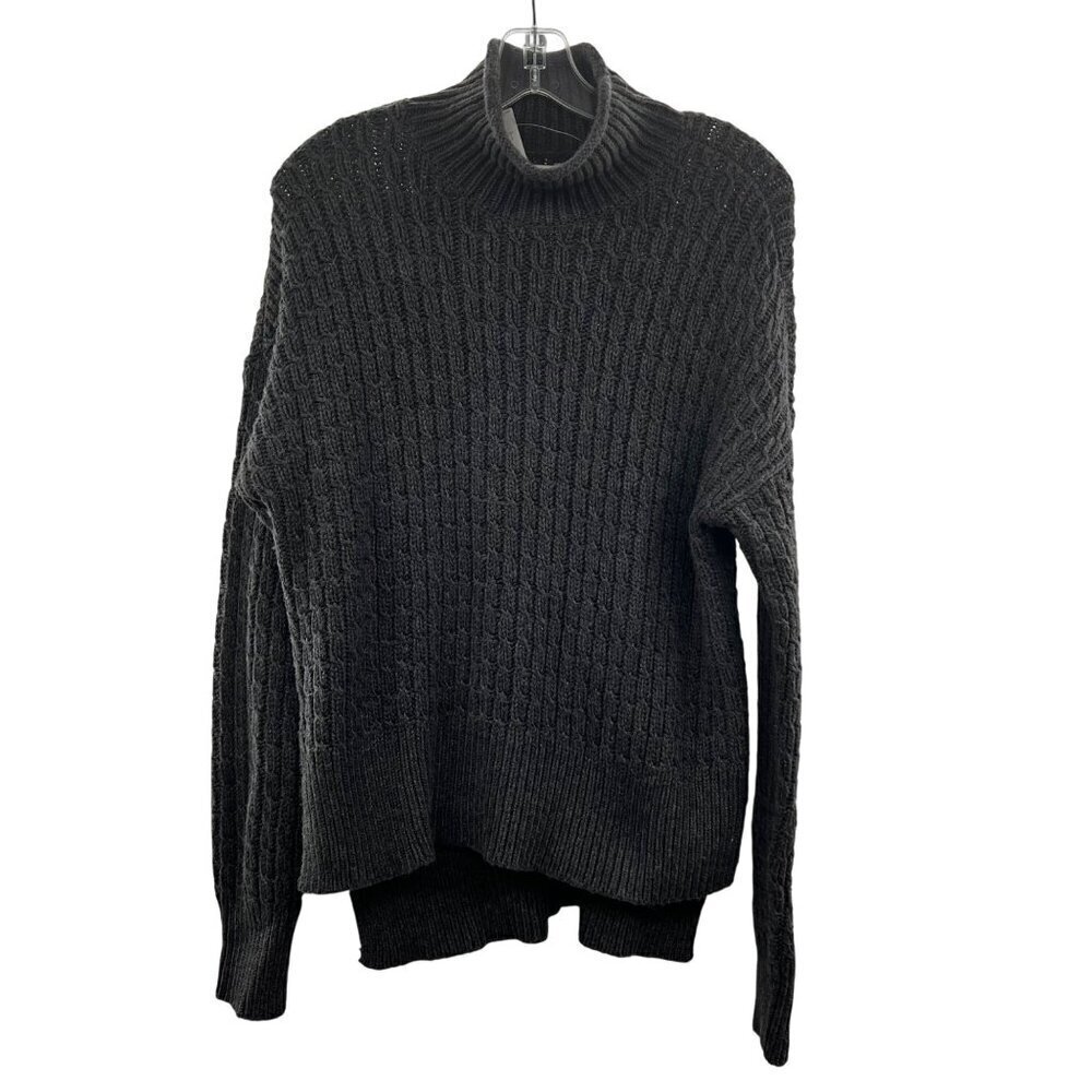 Ann Taylor Loft Cable Knit Sweater Gray Size Large Mock Neck Long Sleeve New